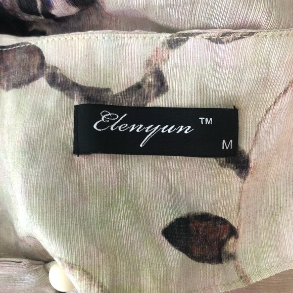 Elenyun Silk/Linen sheer floral half sleeve button front jacket M - Picture 16 of 16